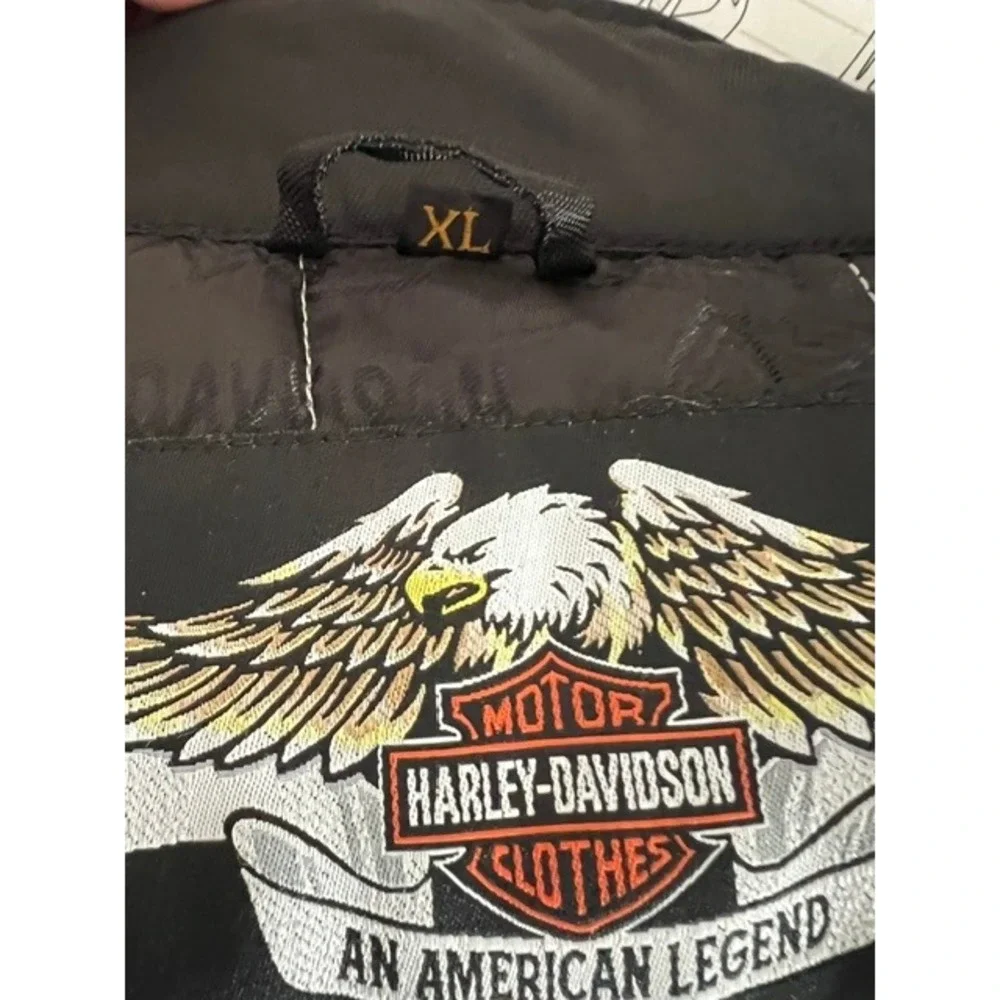 Harley-Davidson Motorcycle Jacket Mens XL Black Good Nylon Leather Trim Zip